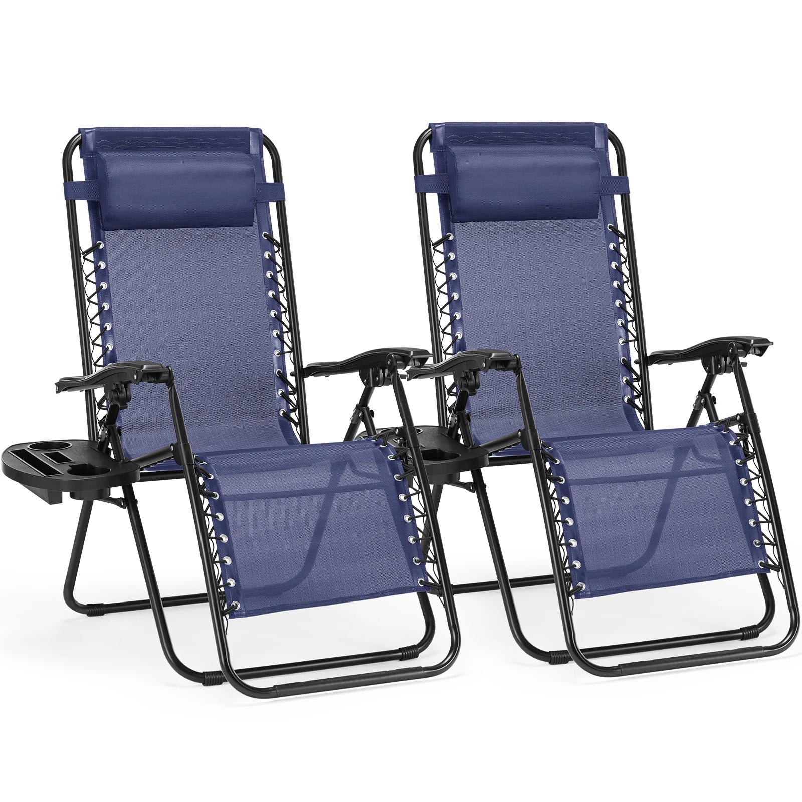 Set of 2 Zero Gravity Recliner Chairs with Cup Holders