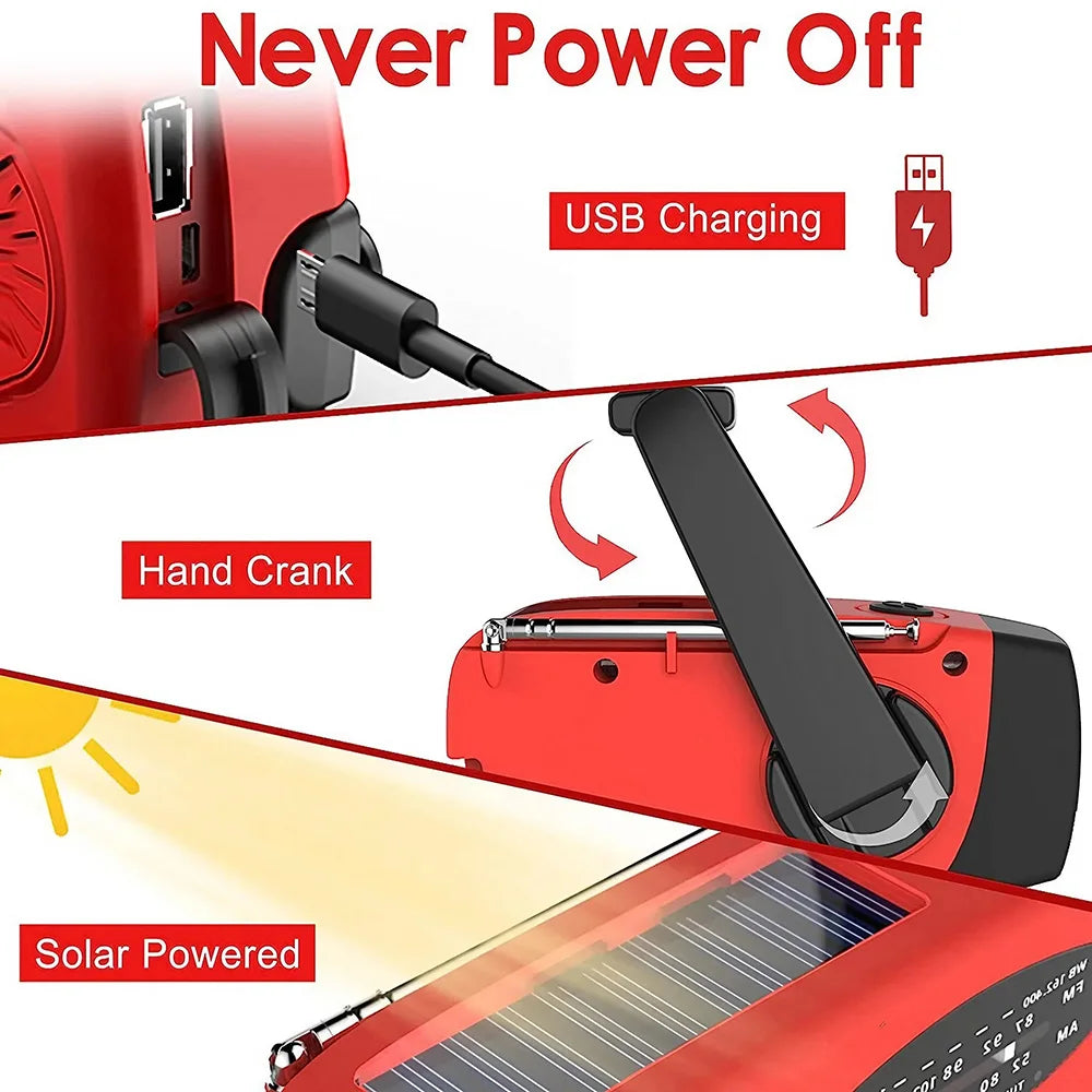 Solar Hand Crank Camping Light with AM/FM Radio