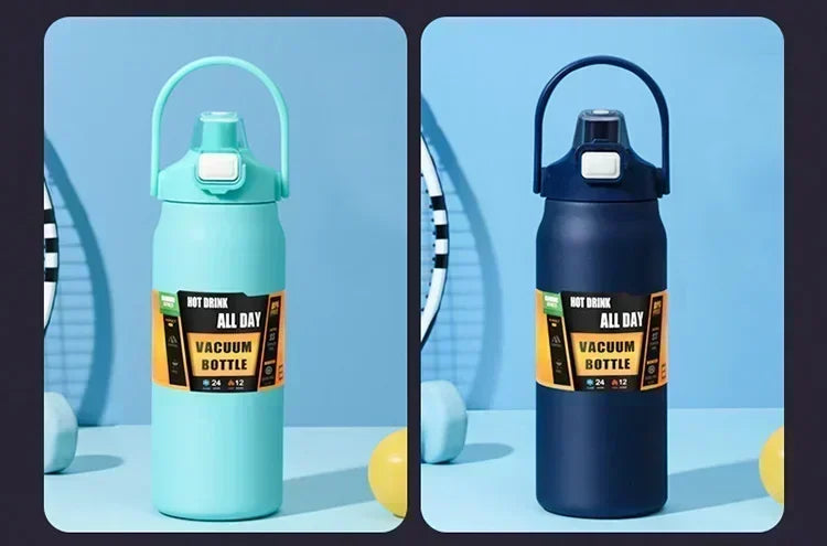 Vacuum Insulated Stainless Steel Water Bottle with Straw – Hot & Cold Thermos