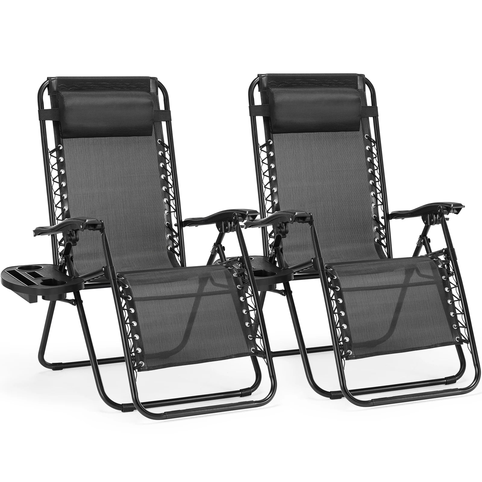 Set of 2 Zero Gravity Recliner Chairs with Cup Holders
