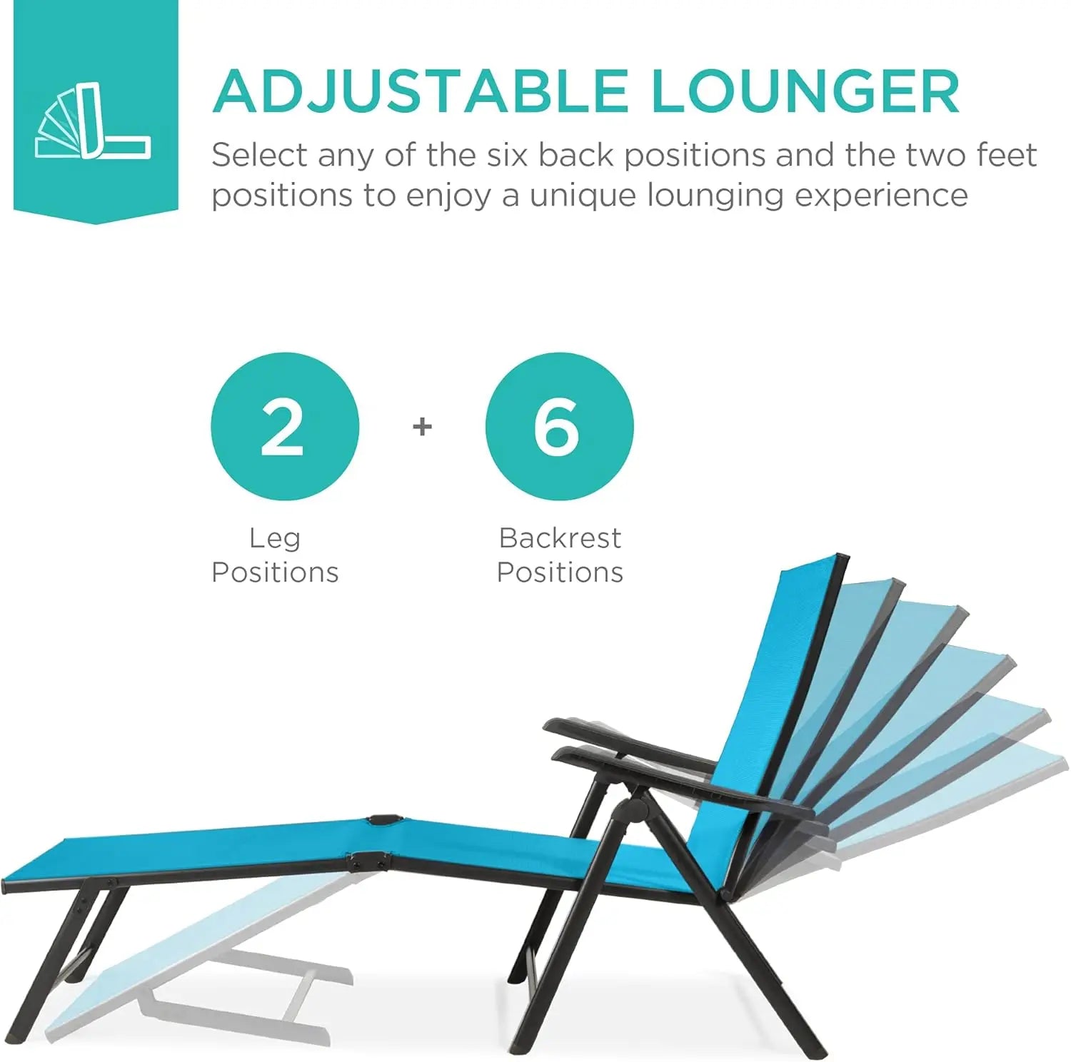 Set of 2 Adjustable Outdoor Patio Chaise Lounge Chairs – Folding Pool Loungers