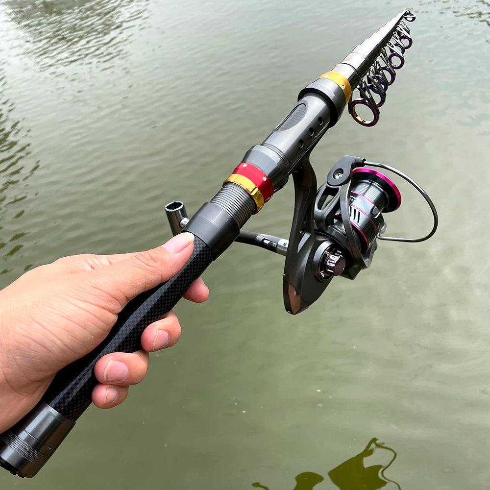 Telescopic Carbon Fiber Fishing Rod & Reel Combo 1.8–3.6m