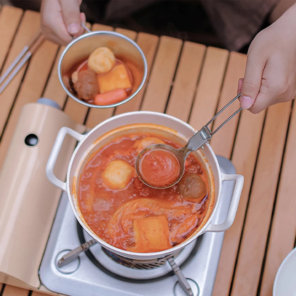 Folding Spatula Spoon – Stainless Steel Outdoor Cooking Tool