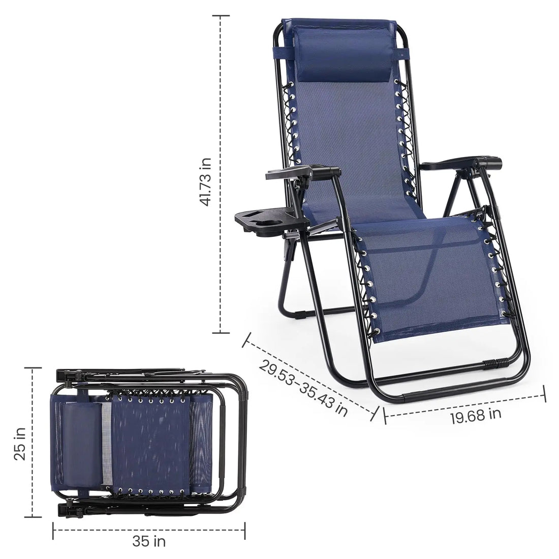 Set of 2 Zero Gravity Recliner Chairs with Cup Holders