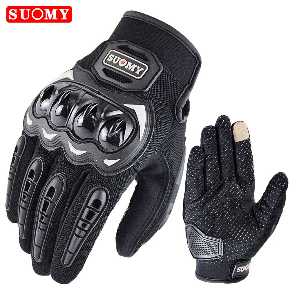 SUOMY Orange Full-Finger Motorcycle Gloves – Summer Touchscreen Gloves for Men & Women