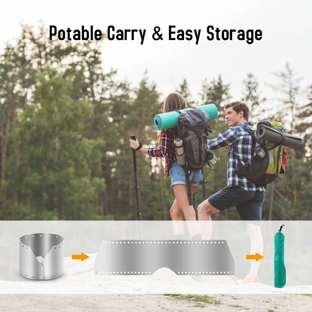 Titanium Camping Stove Windshield – Foldable 15/19cm