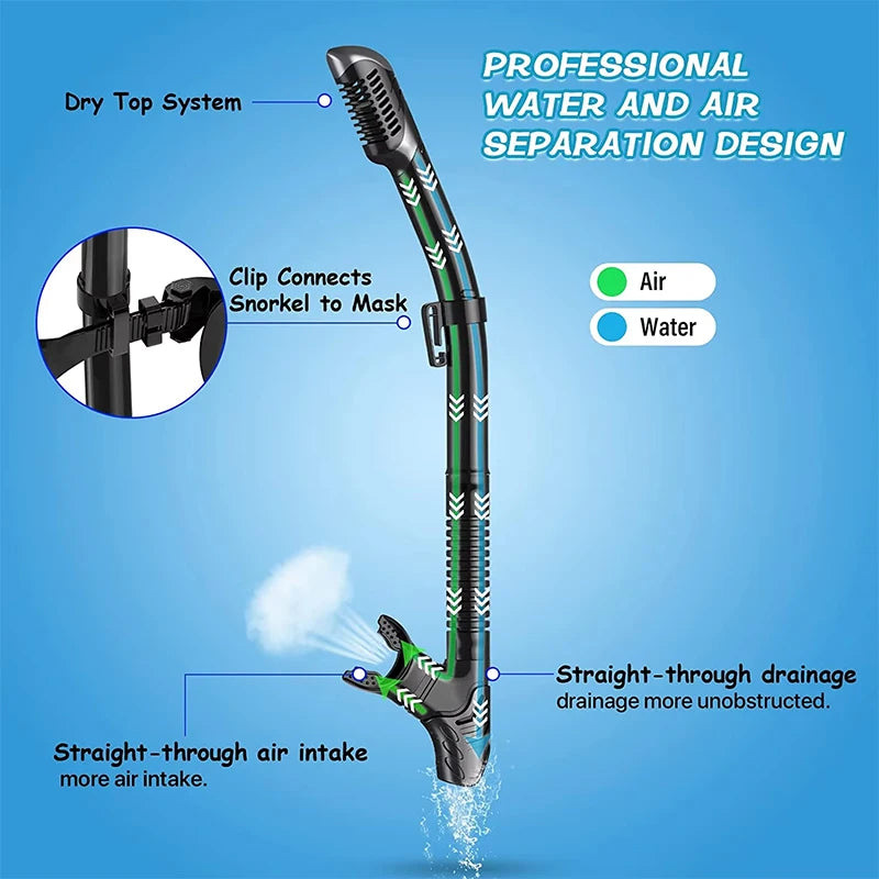 Professional Dry Snorkel Set – Panoramic Wide View Anti-Fog Diving Mask with Dry Tube