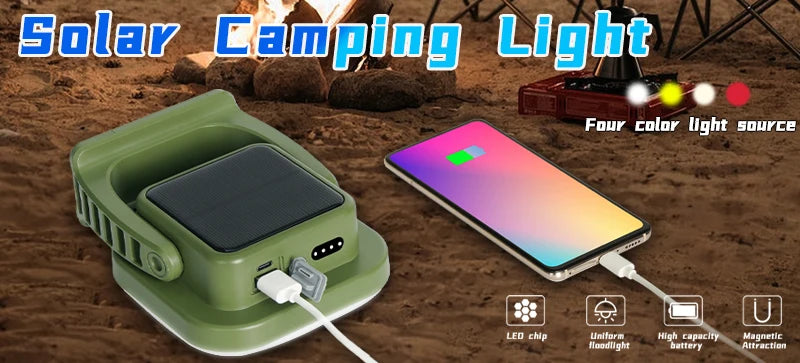 MOSLIGHTING 80W Solar Camping Lantern – Zoom Torch with Magnet & Strong LED Light