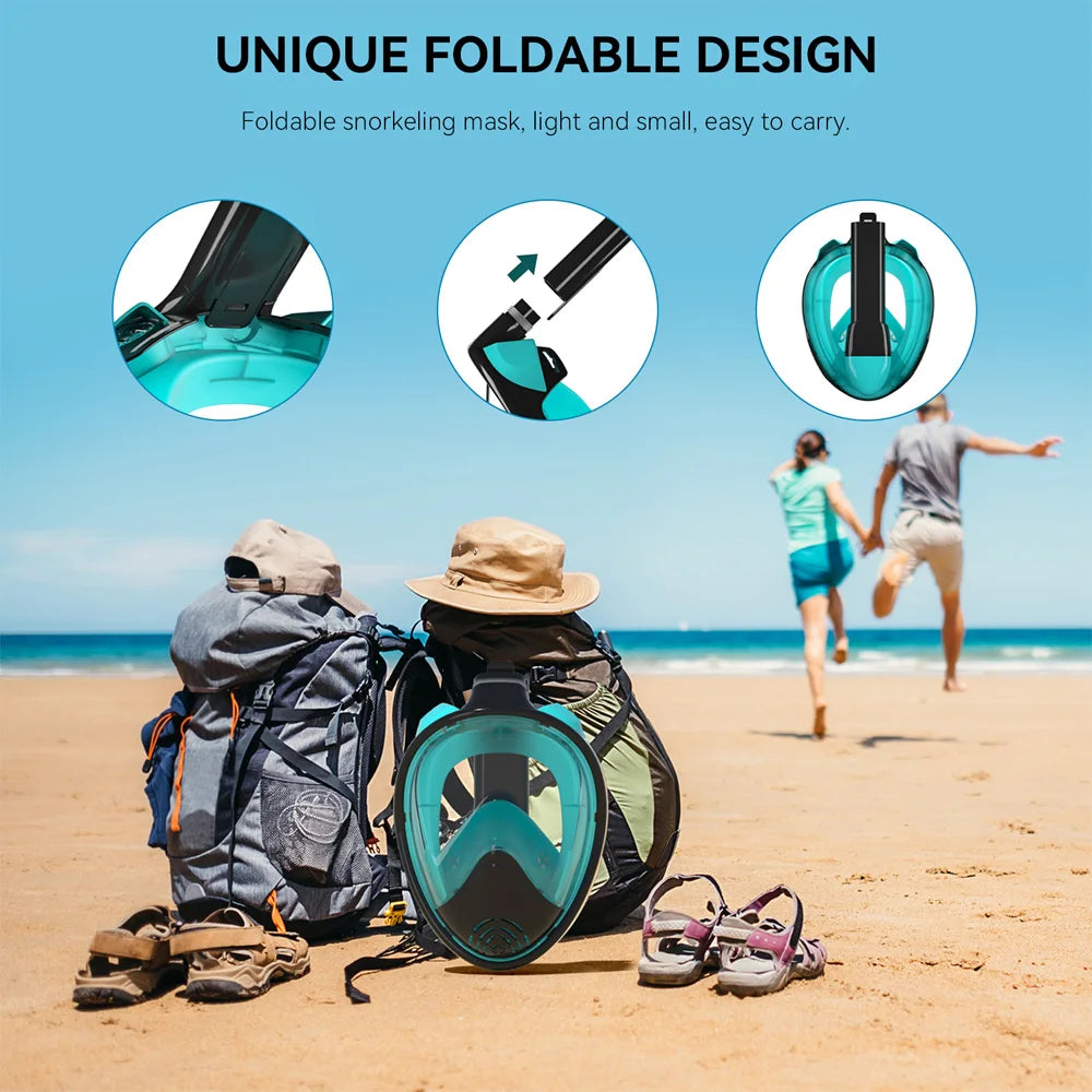 Professional Full-Face Snorkeling Mask – Anti-Fog Scuba Goggles for Kids & Adults