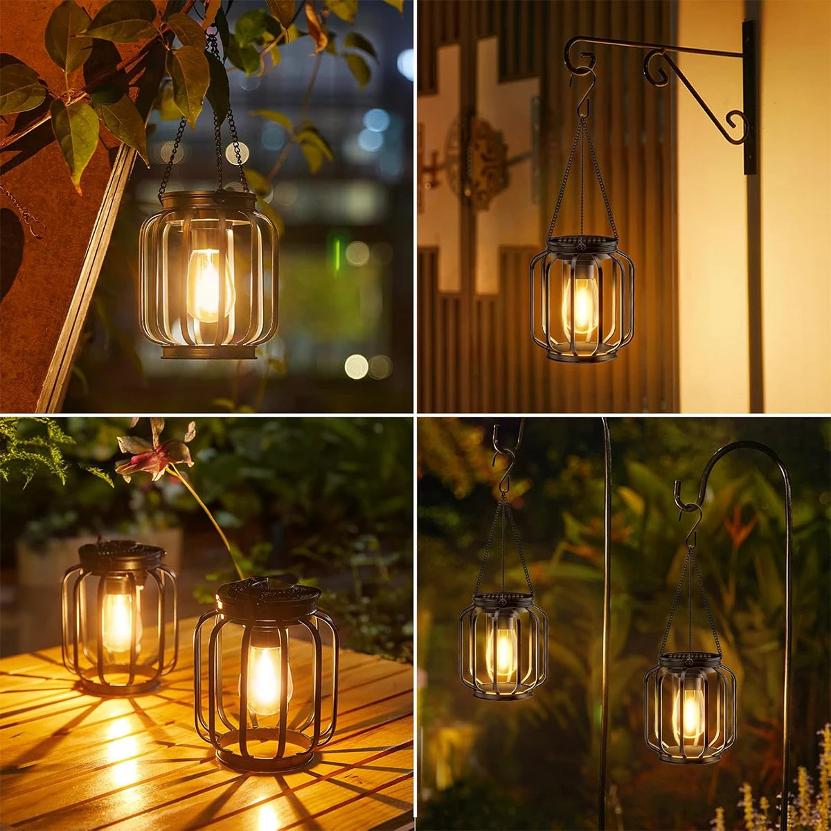 Solar LED Garden Lantern – 3000K Warm Light, Daylight Sensor, Waterproof Iron-Art with Durable Hanging Chain