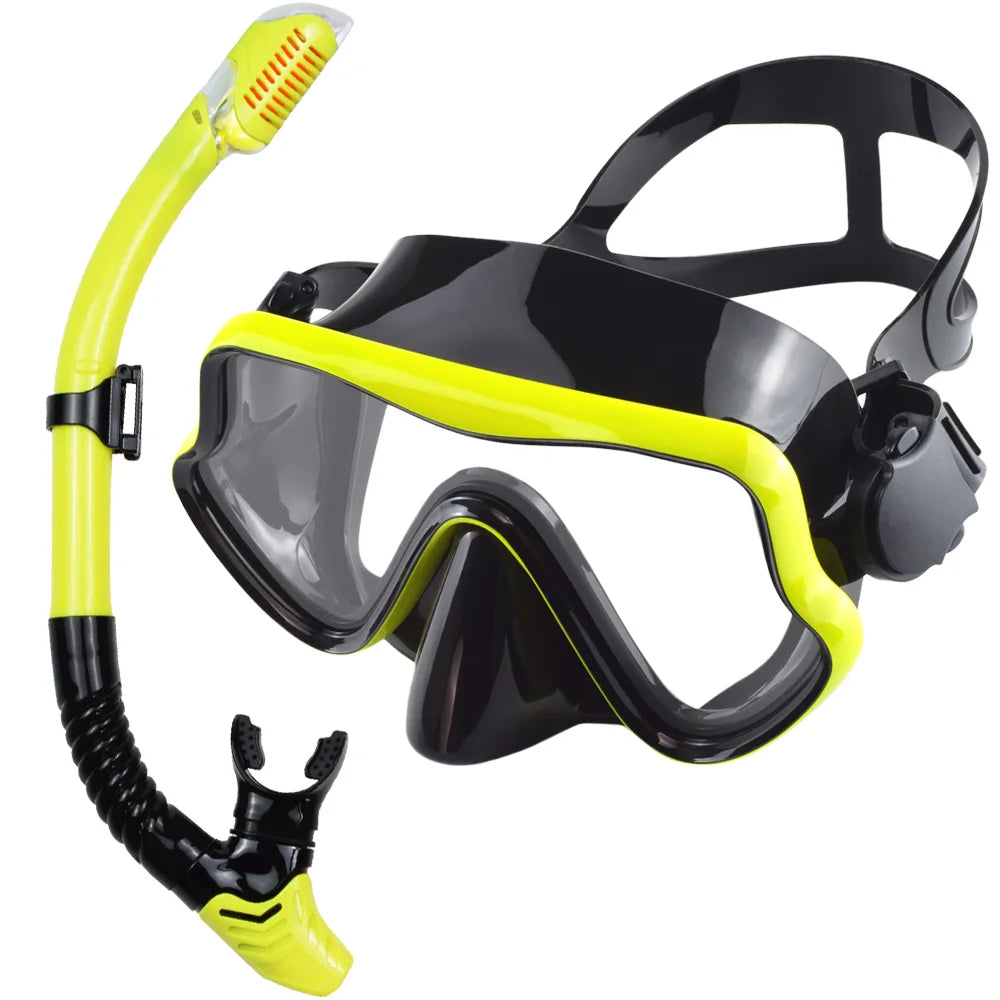 Adult Scuba Diving Mask & Snorkel Set – Tempered Glass Panoramic View