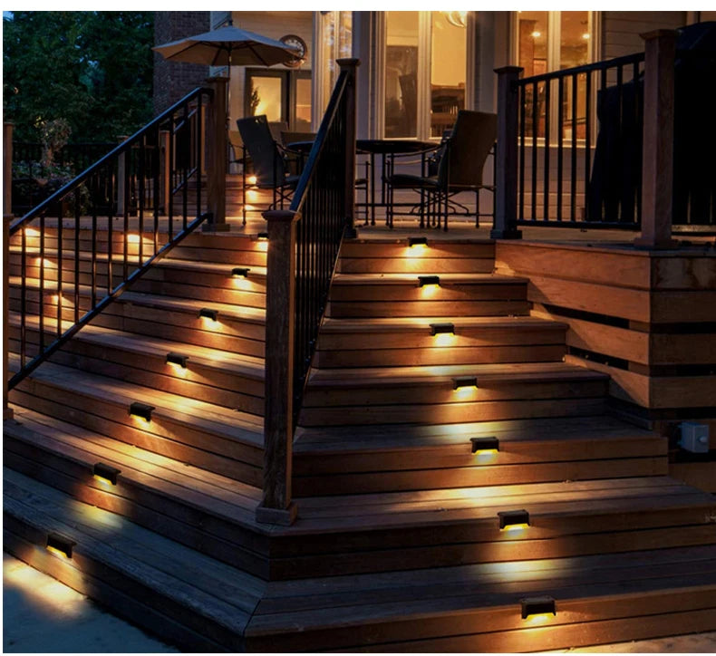1/4/8/12Pcs Solar LED Step Lights – Waterproof Outdoor Deck & Stair Lamps for Garden, Patio, and Pathway Decor