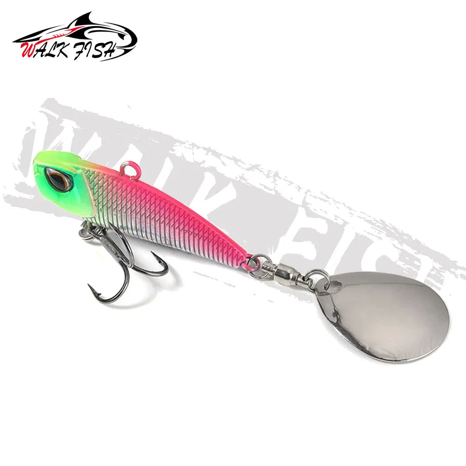 WALK FISH Metal Spinner Bait VIB Lure – 7g/11g/15g/21g Trolling Wobbler with Rotating Tail