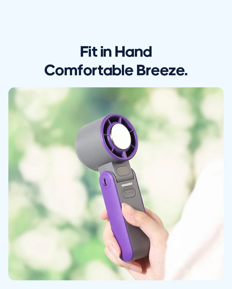 KINSCOTER Mini Portable Handheld Fan – Foldable, Rechargeable, Turbo Cooling
