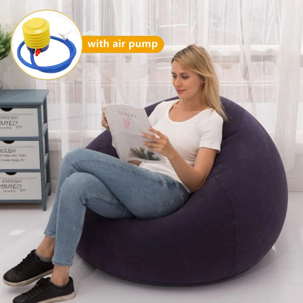 Large Inflatable PVC Lazy Sofa – Portable Lounger Bean Bag for Indoor & Outdoor