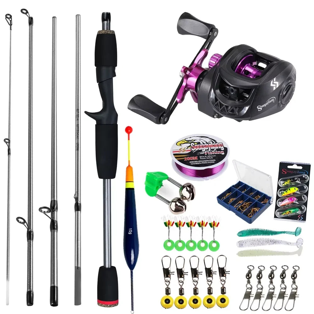 Sougayilang Baitcasting Combo Kit – 5-Section Rod + 7.2:1 Reel