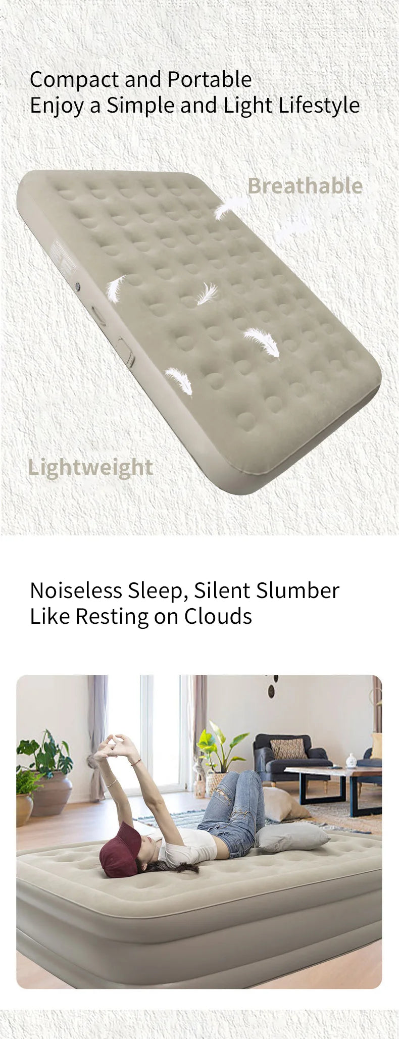 Luxury 2-Person Inflatable Camping Mattress – Thick PVC Bed with Built-in Pump