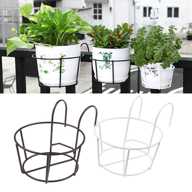 Iron Hanging Plant Rack for Balcony or Fence
