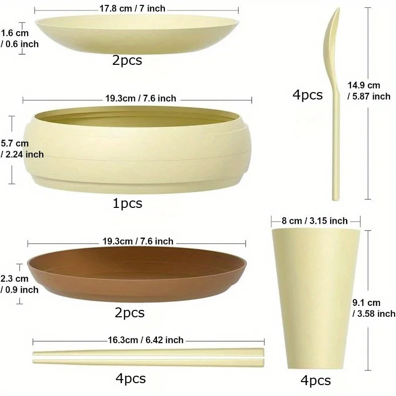 Portable Camping Tableware Set – Plates, Cups, Bowls & Utensils