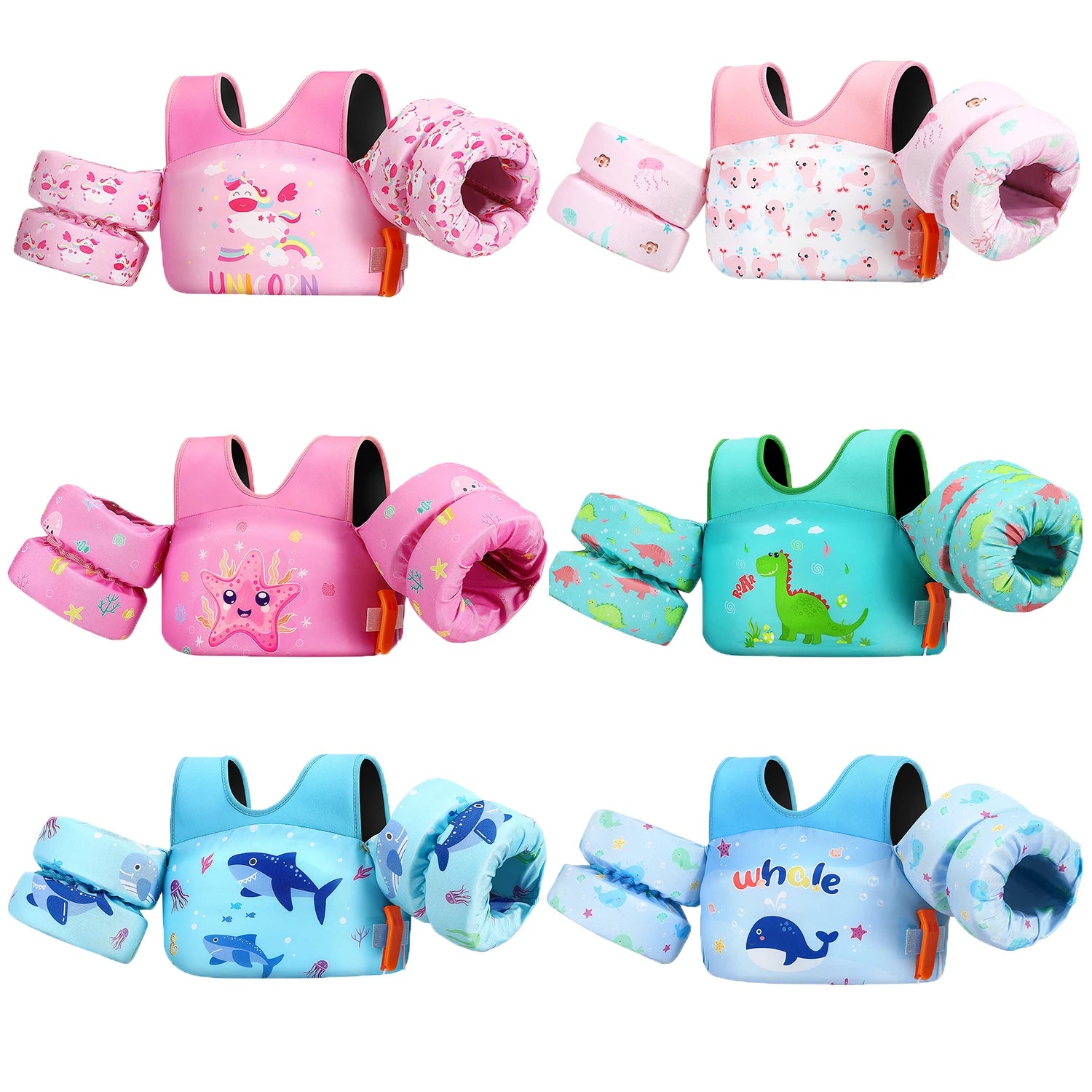 Children’s Swim Life Vest with Arm Floats & Whistle