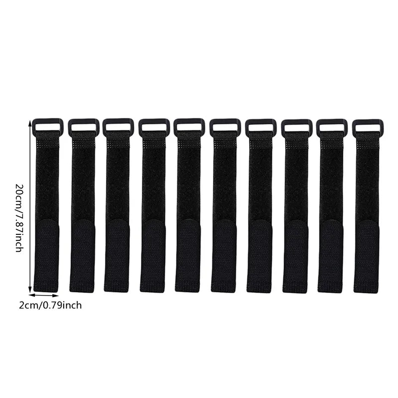 10pcs Reusable Fishing Rod Tie Holder Straps with Hook & Loop