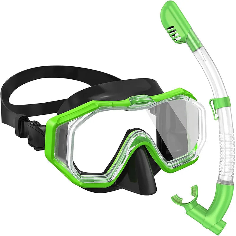 Dry Snorkel Mask Set – Panoramic Wide View Anti-Fog for Kids & Adults