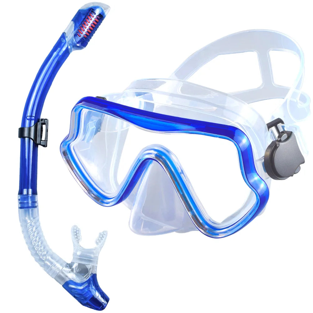 Adult Scuba Diving Mask & Snorkel Set – Tempered Glass Panoramic View