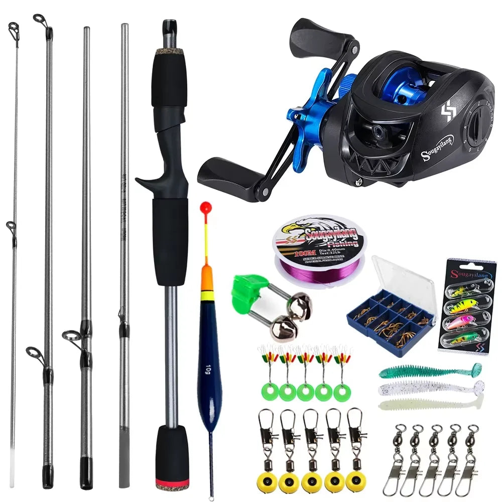Sougayilang Baitcasting Combo Kit – 5-Section Rod + 7.2:1 Reel
