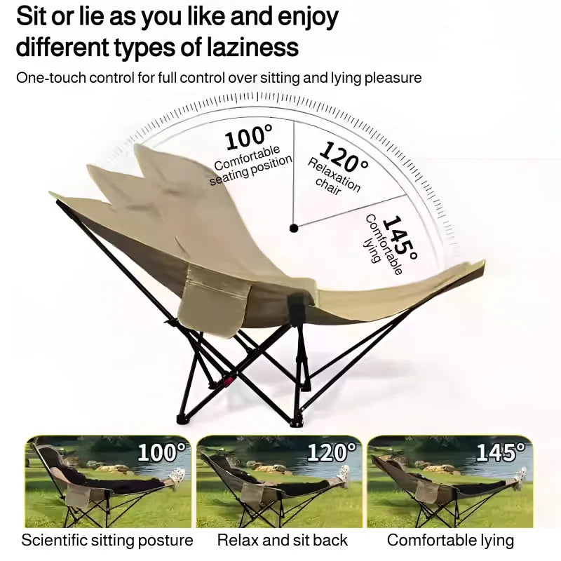 Adjustable Folding Outdoor Moon Chair – Portable High Back Camping & Beach Chair