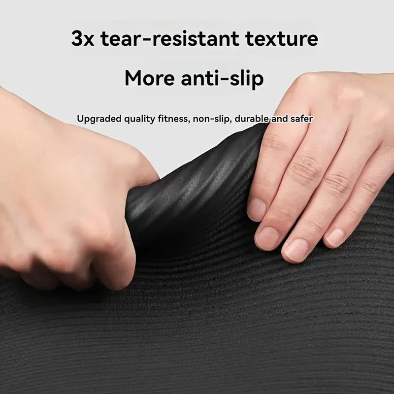 Thick Non-Slip Black Yoga Mat – Durable NBR Rubber
