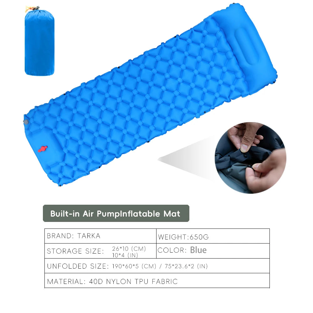 TARKA Self-Inflating Camping Mat – Air Cushion with Pillow for Hiking & Climbing