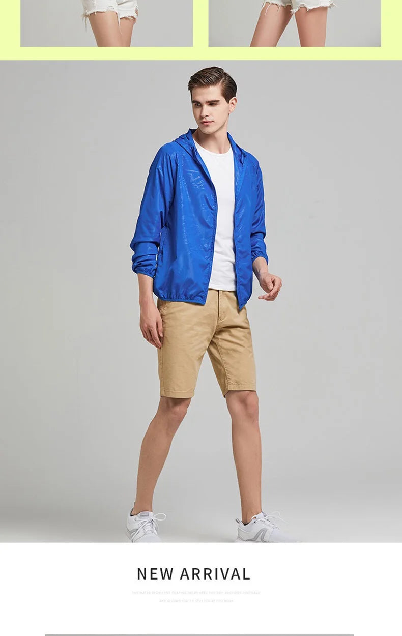 JNLN Waterproof Camping Rain Jacket – Quick-Dry Windbreaker with Pockets