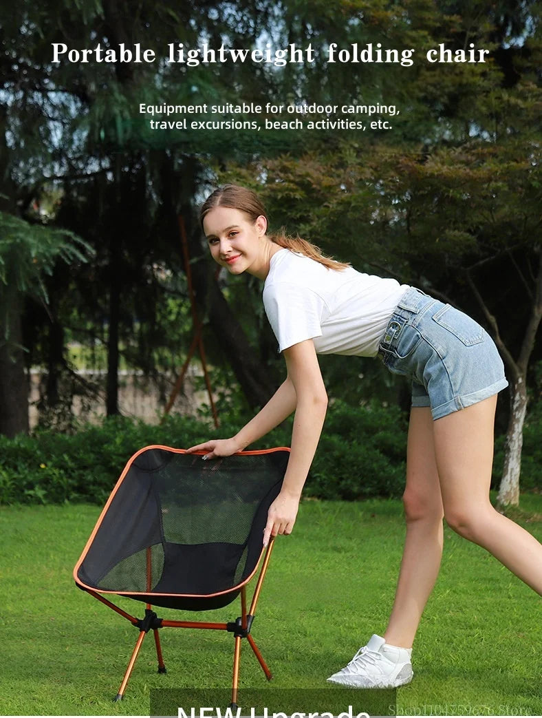 Ultralight Foldable Outdoor Chair – Camping, Fishing, Reclining Moon Chair