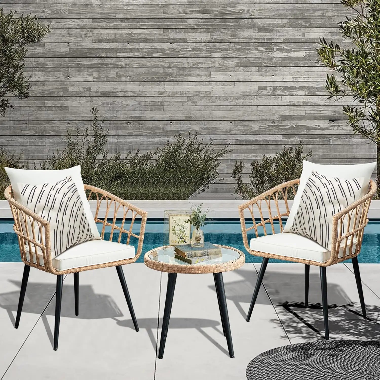 3-Piece Outdoor Wicker Patio Bistro Set – Compact Balcony Furniture