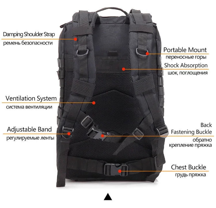 30/50L Tactical Backpack – MOLLE Survival Pack for Hiking, Travel & Hunting