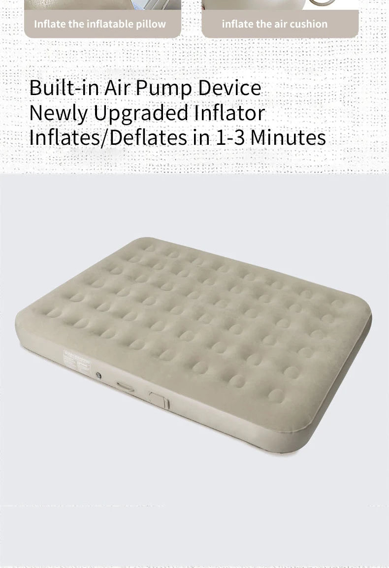 Luxury 2-Person Inflatable Camping Mattress – Thick PVC Bed with Built-in Pump