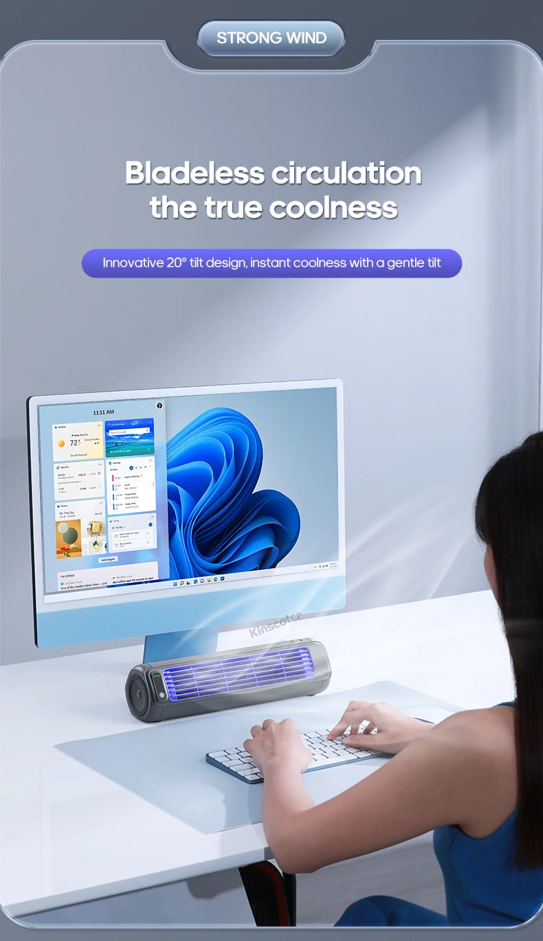 KINSCOTER Rechargeable Desktop Air Conditioner Fan – Wall-Mount, 3-Speed Cooling