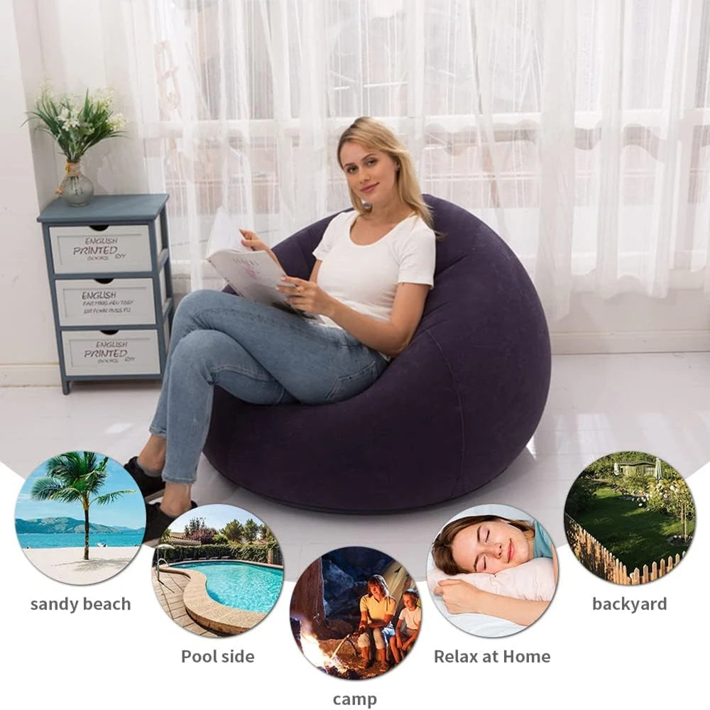 Large Inflatable PVC Lazy Sofa – Portable Lounger Bean Bag for Indoor & Outdoor