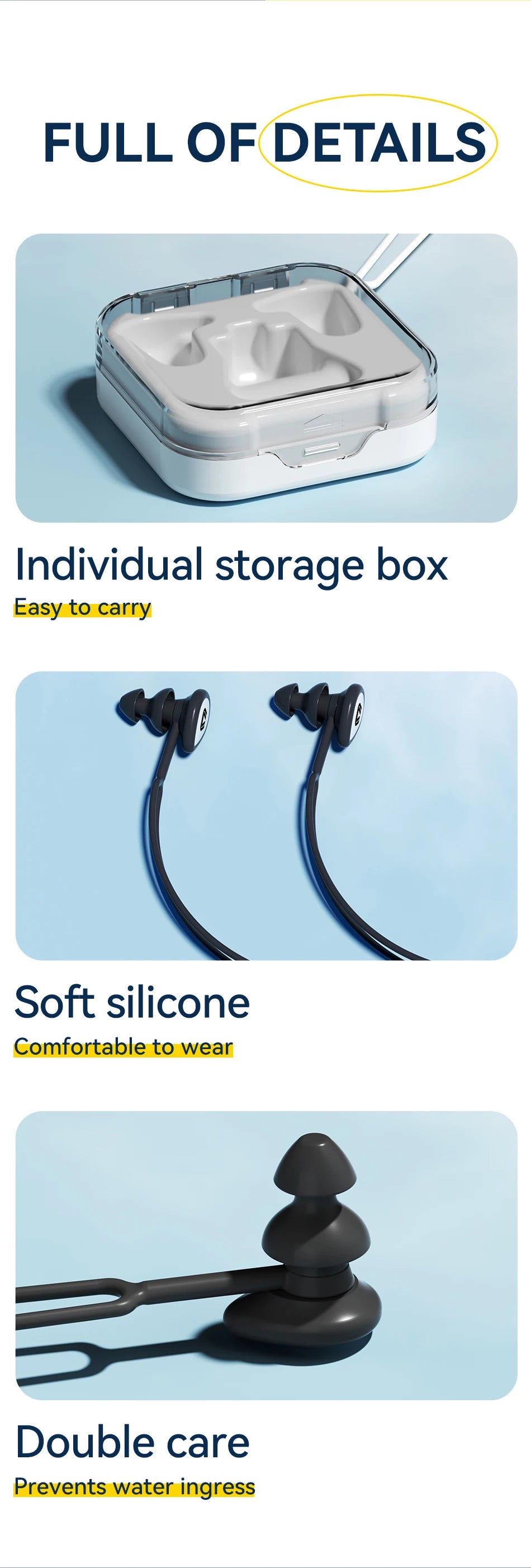 COPOZZ Silicone Swimming Earplugs & Nose Clip Set