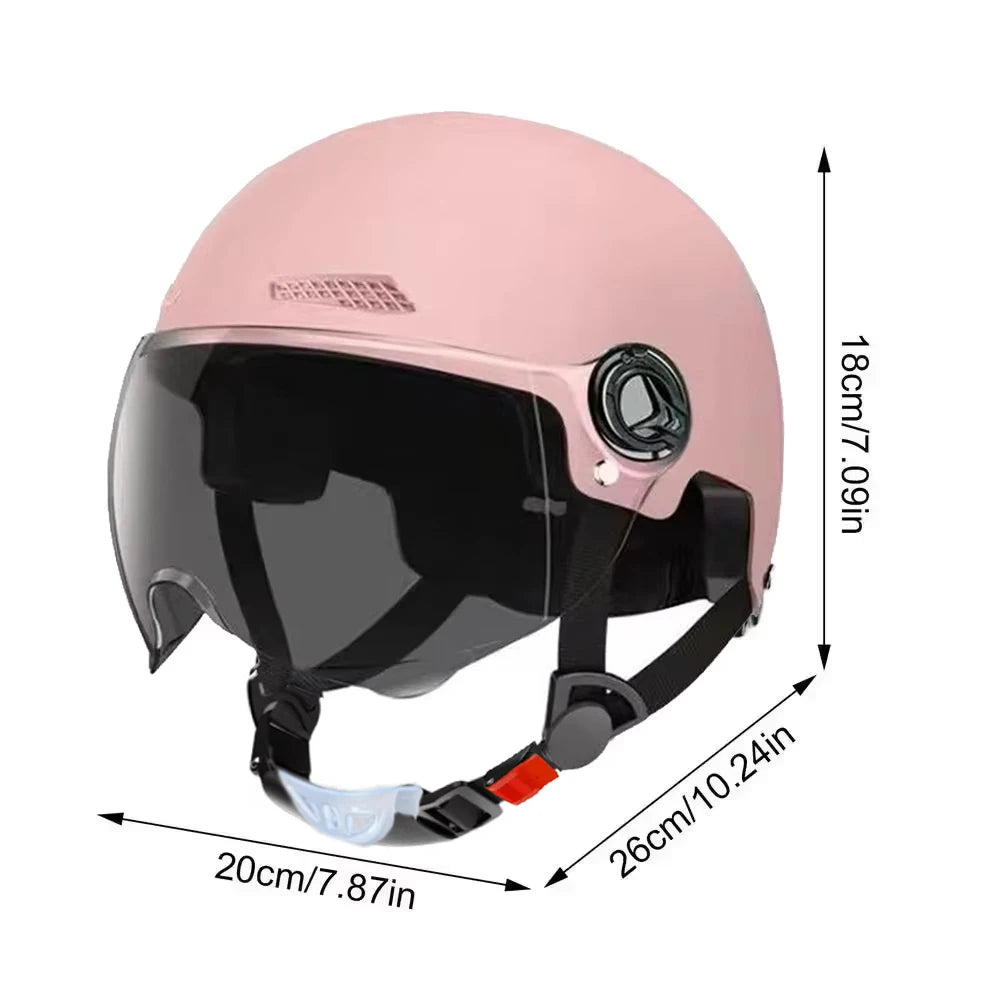 Electric Motorcycle Open-Face Helmet with Goggles – Anti-UV Safety Cap for Men & Women