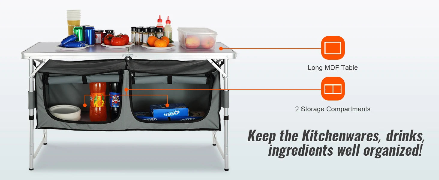 SucceBuy Folding Camping Kitchen Table – Quick Setup Outdoor Table
