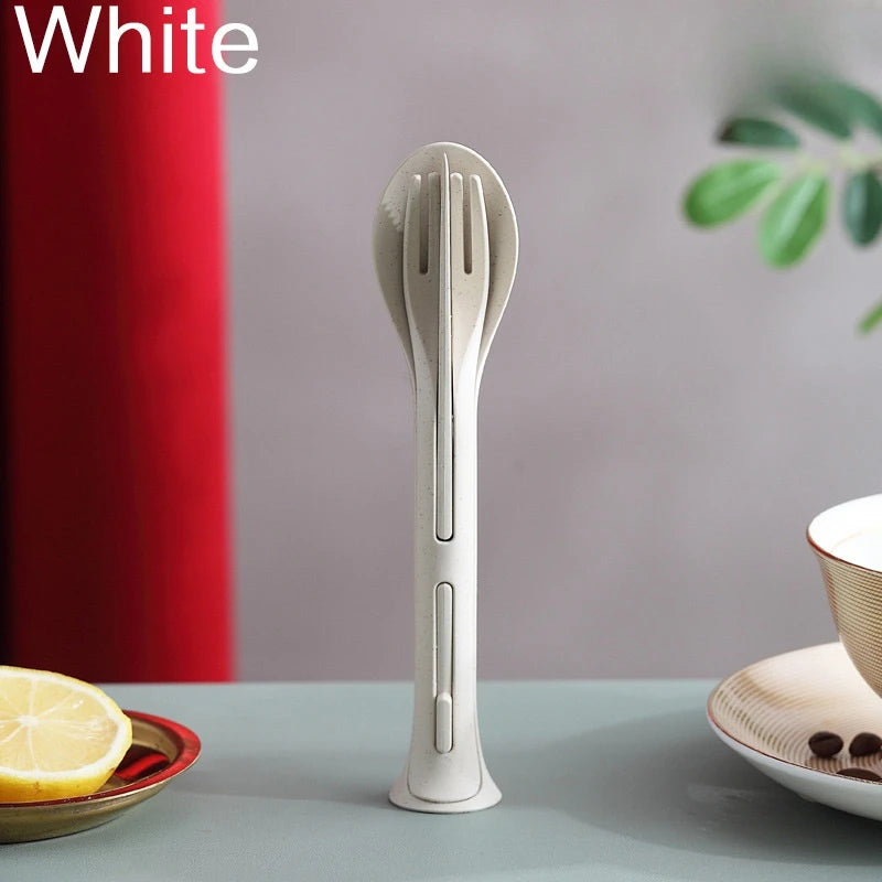 3PCS Eco Travel Cutlery Set – Wheat Straw Portable Utensils