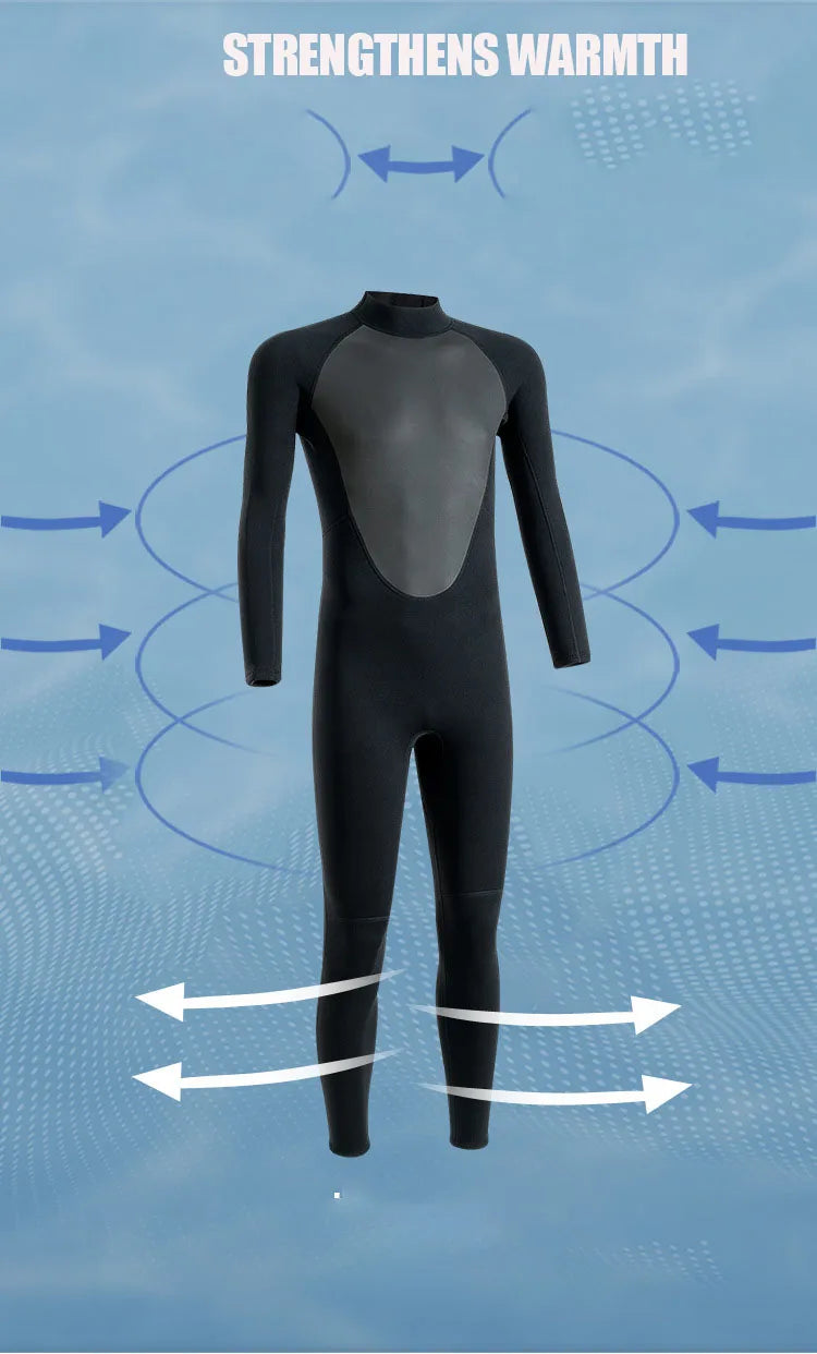 3MM Neoprene Wetsuit for Men – Full Body Diving & Surfing Suit