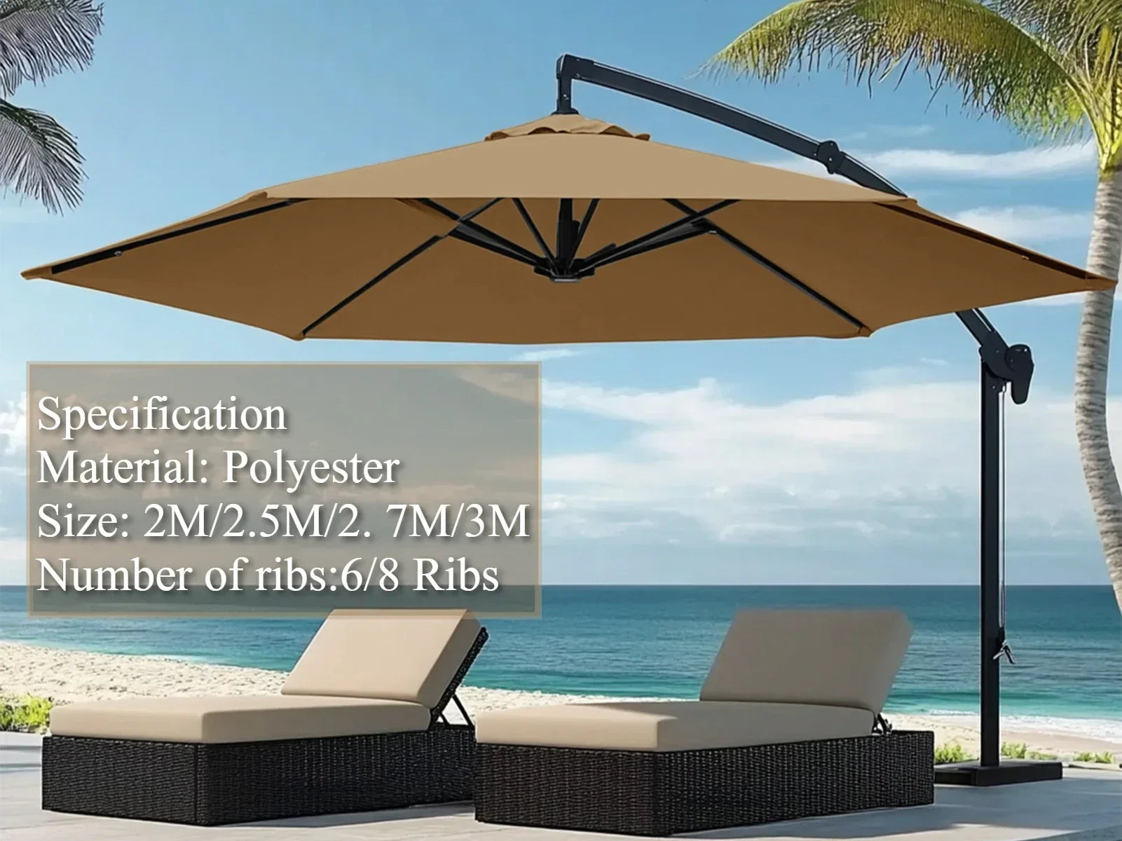 Replacement Parasol Canopy Cover with UV Protection