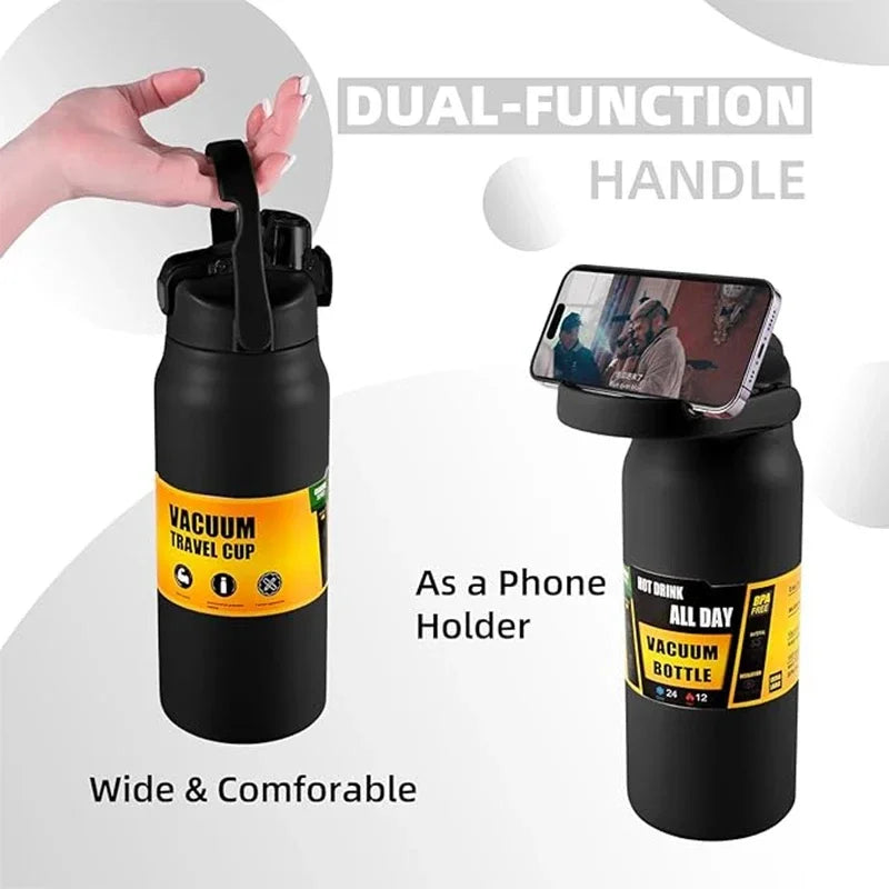 Vacuum Insulated Stainless Steel Water Bottle with Straw – Hot & Cold Thermos