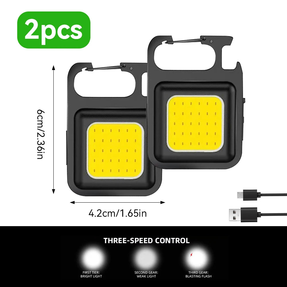 1/2Pcs Mini COB Keychain Work Light – Emergency LED Flashlight