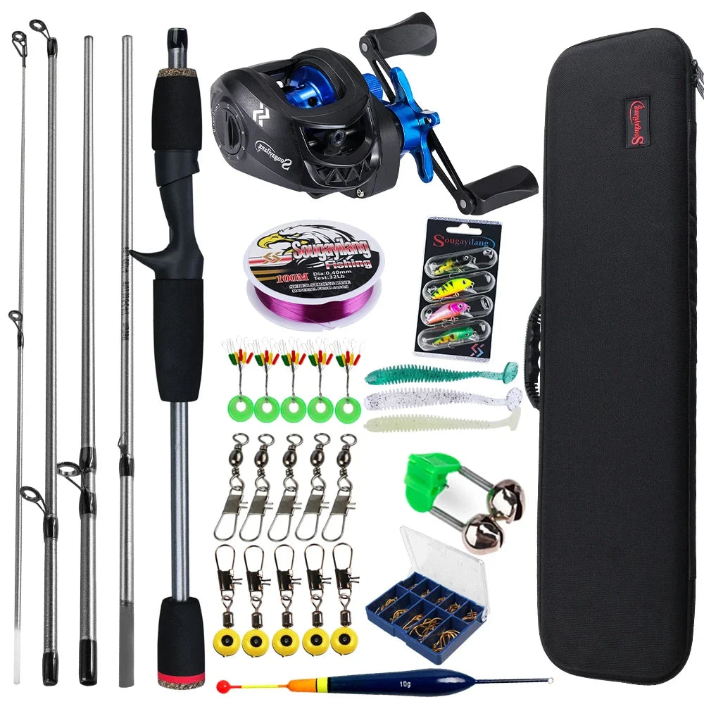 Sougayilang Baitcasting Combo Kit – 5-Section Rod + 7.2:1 Reel