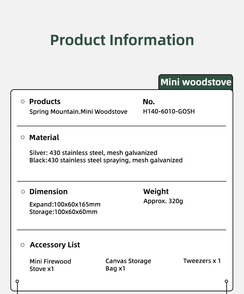 Goout Springhill Mini Woodstove – Portable Camping & Incense Burner