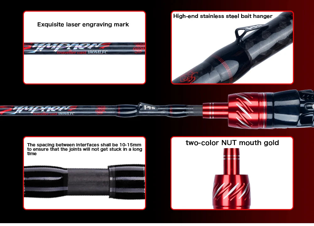 BIUTIFU Ultralight T800 Carbon Travel Rod – Spinning/Casting