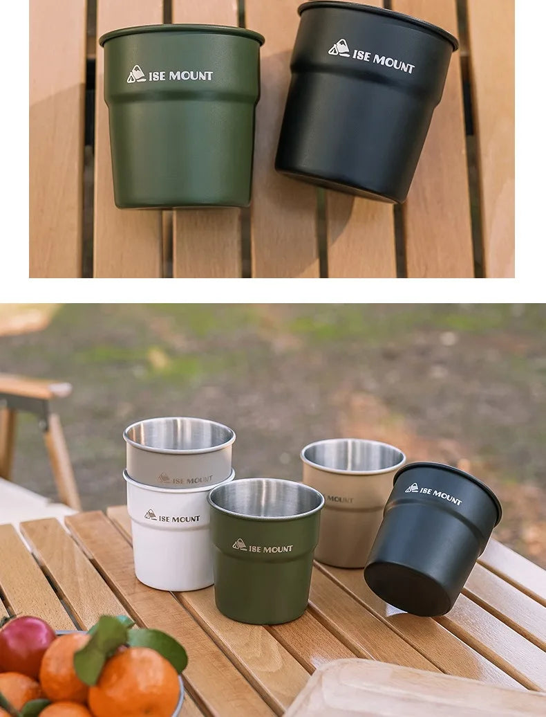 ISE MOUNT Stainless Steel Camping Cup with Storage Bag